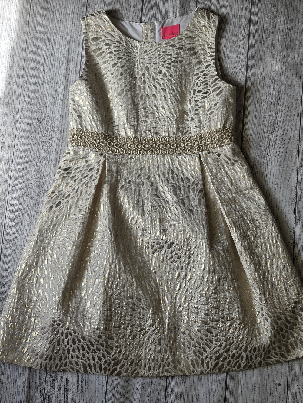 Lilly Pulitzer Gold Lace-Effect Sleeveless Party Dress